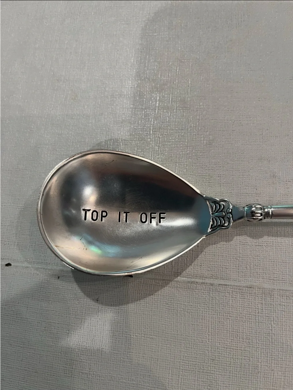 Long Handle Engraved Silver Serving Spoon. So cute!